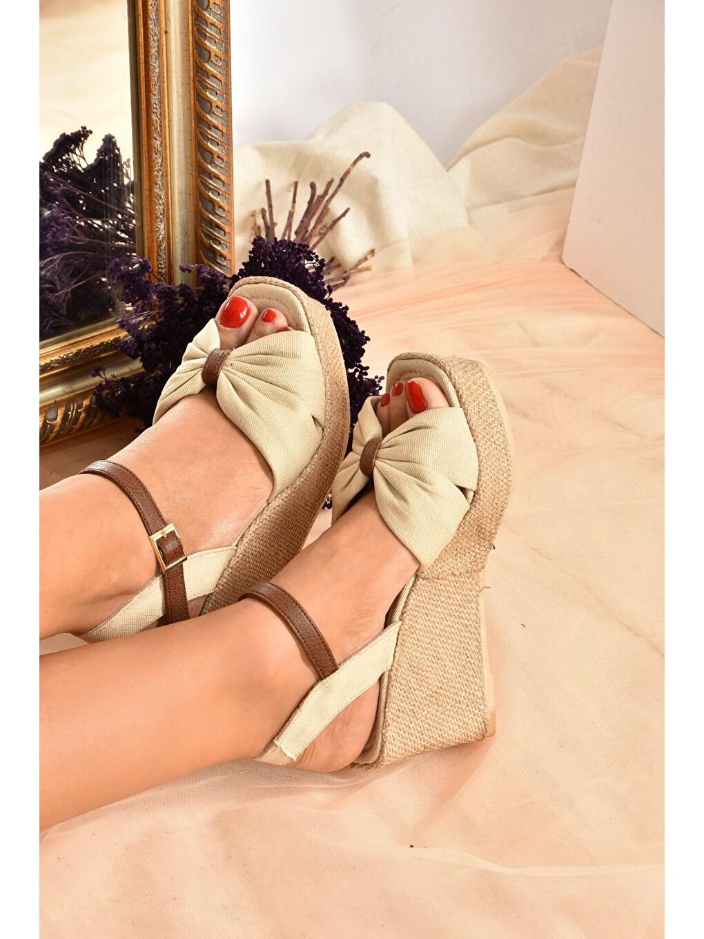 K674195105 Bej Dolgu Taban Kadın Ayakkabı