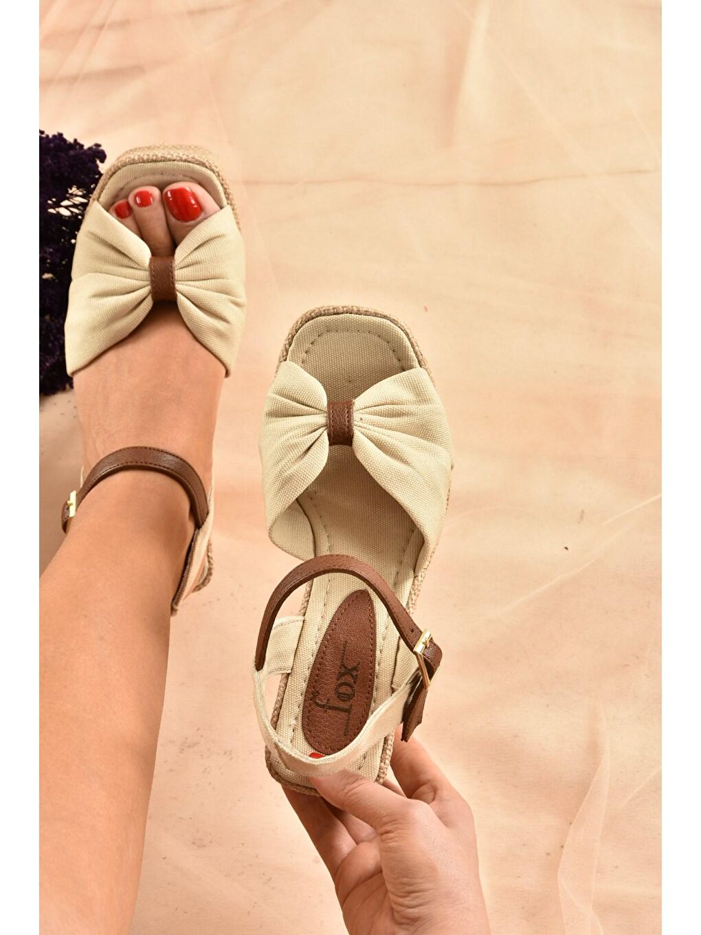 K674195105 Bej Dolgu Taban Kadın Ayakkabı-1