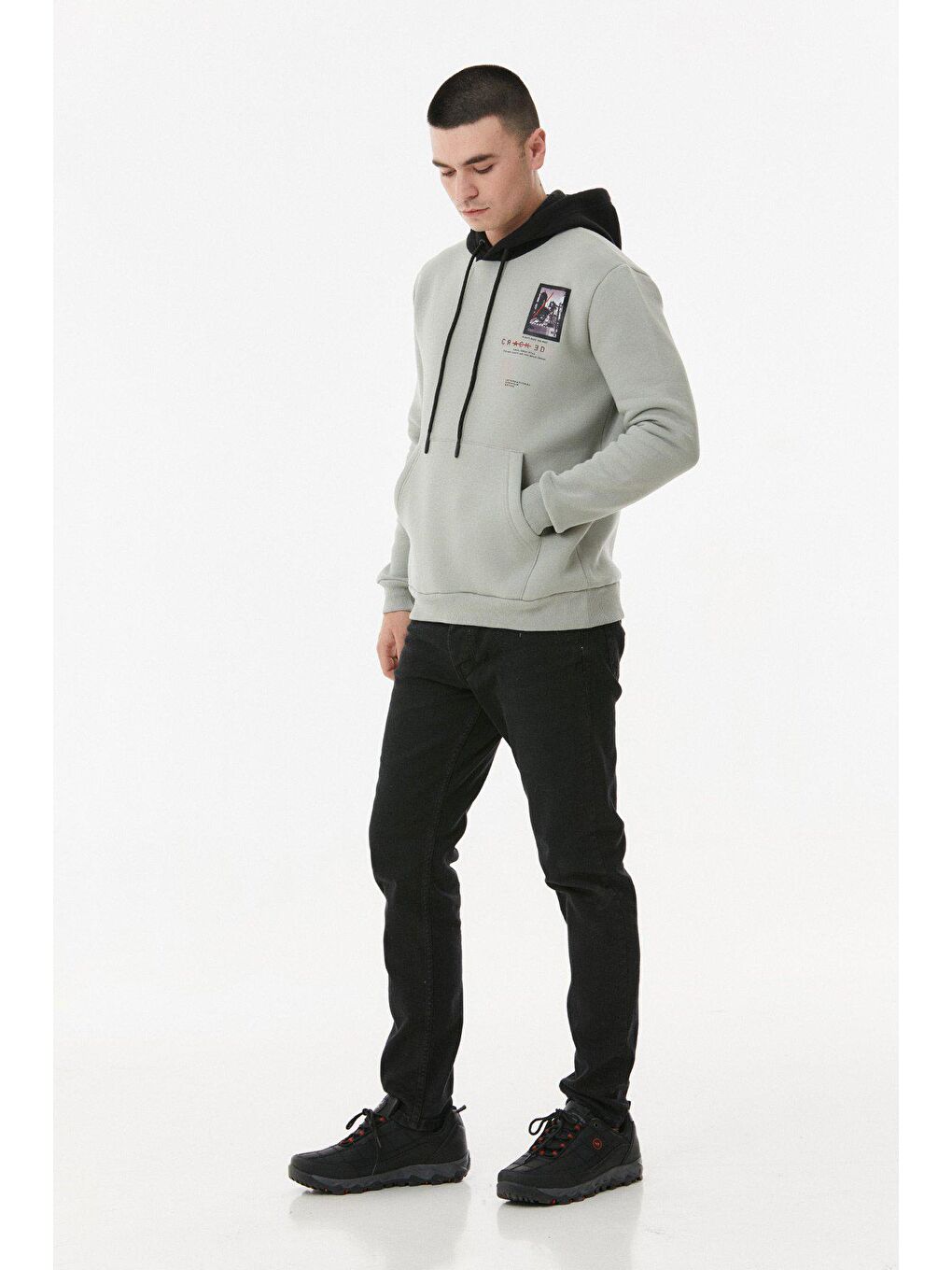 Turkuaz Baskılı Kapüşonlu Sweatshirt-2