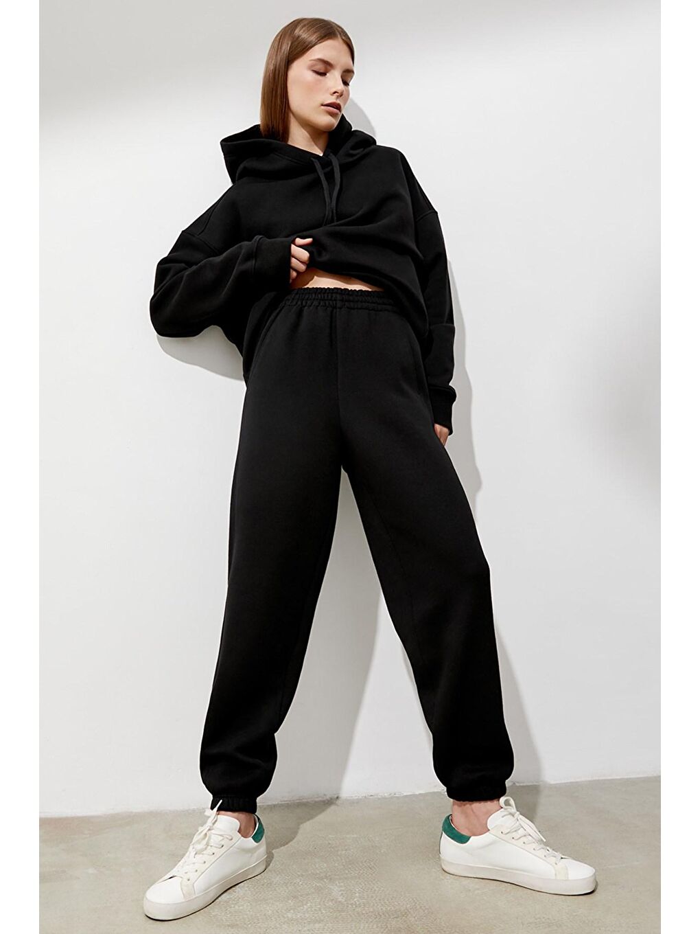 Kadın Siyah Comfort Fit Eşofman Altı Mg1353-1