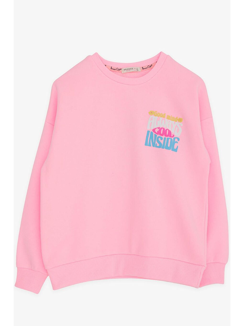 Breeze Pudra Pembe Kız Çocuk Sweatshirt Renkli Yazı Baskılı Pudra (9-14 Yaş) - 2