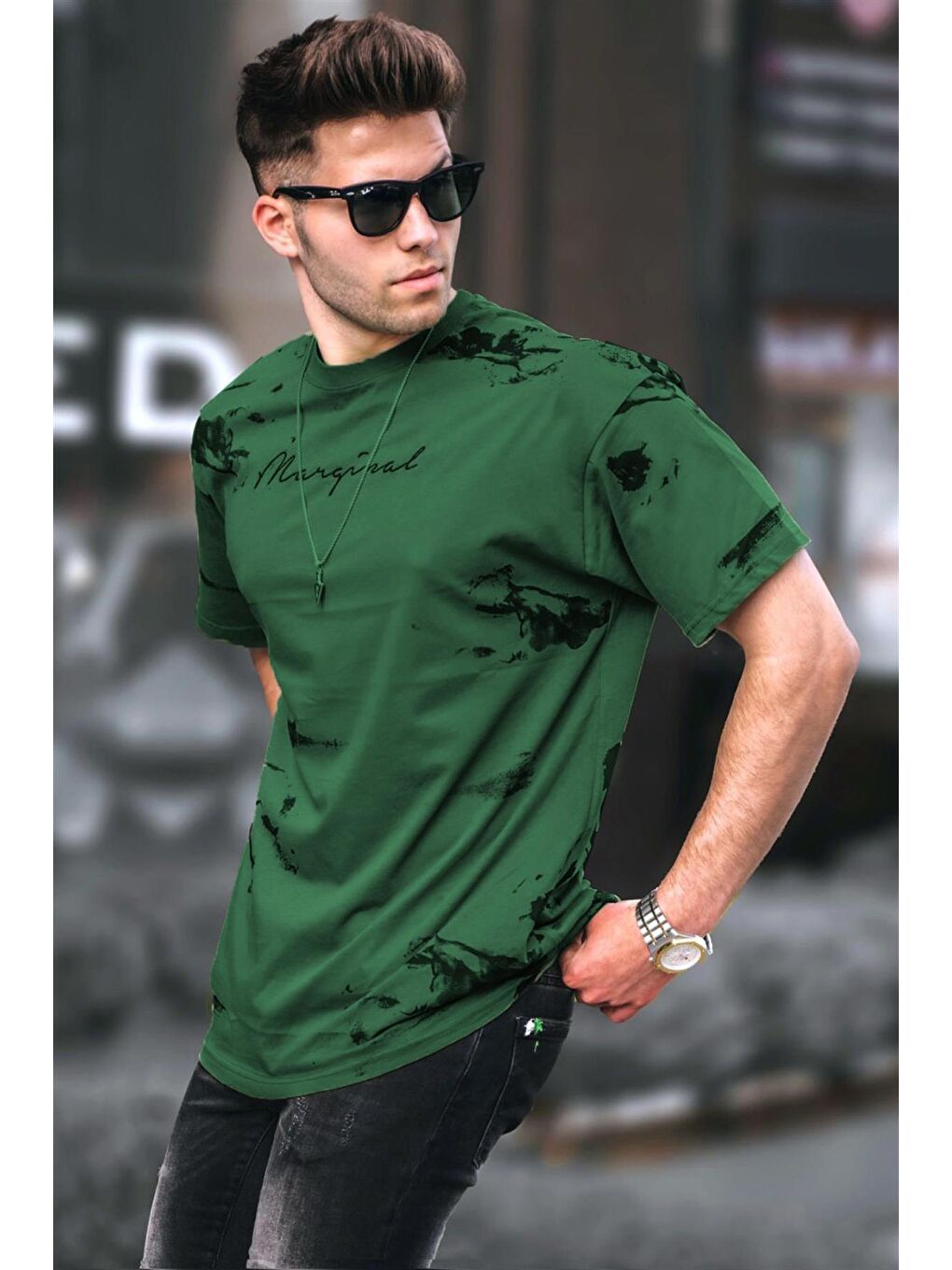 Yeşil Over Fit Erkek Tişört 5207