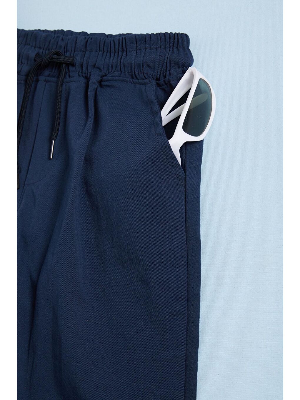 Mavi Palmiye Baskı Gömlekli Şortlu Erkek Takım 15645-3