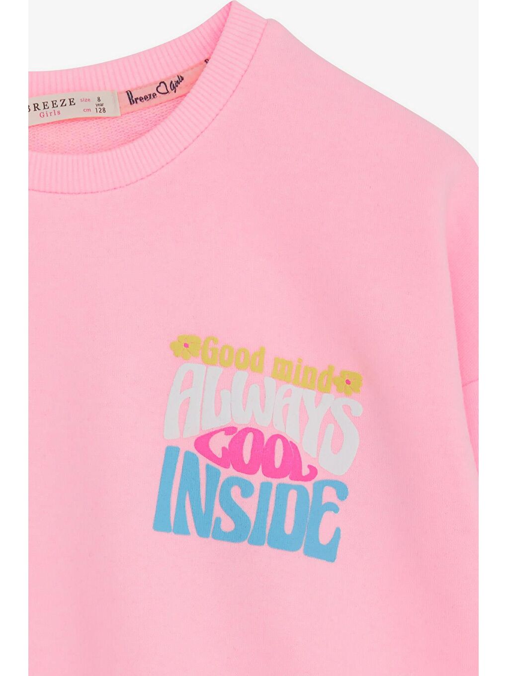 Breeze Pudra Pembe Kız Çocuk Sweatshirt Renkli Yazı Baskılı Pudra (9-14 Yaş) - 4