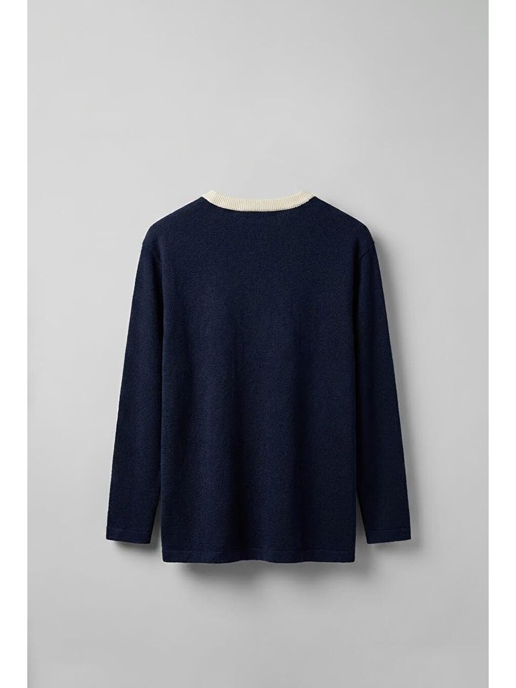 Erkek Kontrast Detaylı Oversize Basic Sweatshirt Lacivert-1