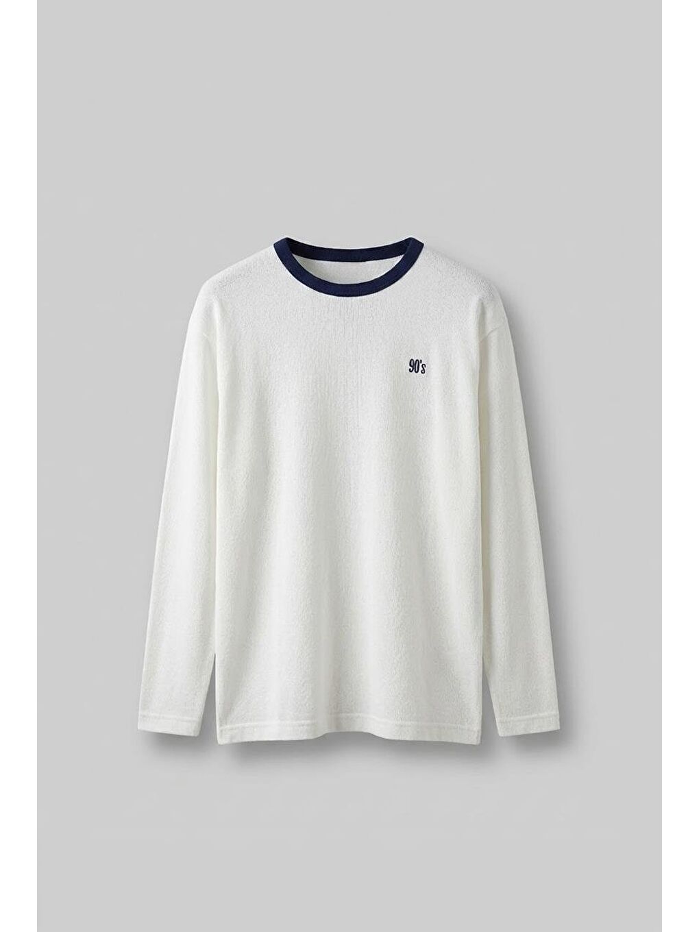 Erkek Kontrast Detaylı Oversize Basic Sweatshirt Ekru