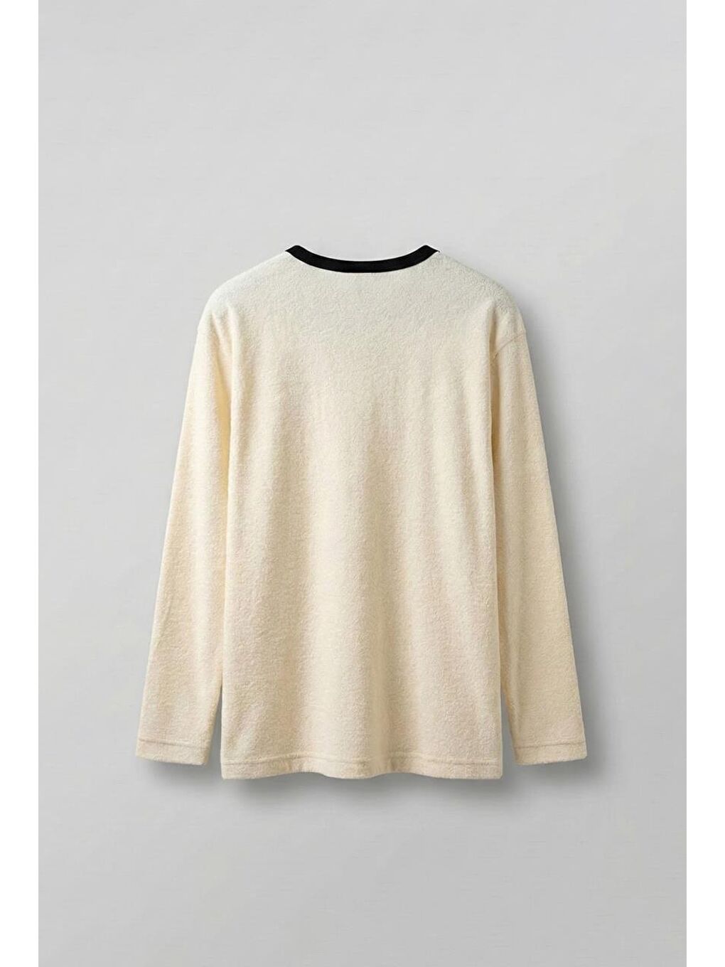 Ekru Erkek Kontrast Detaylı Oversize Basic Sweatshirt Krem-1