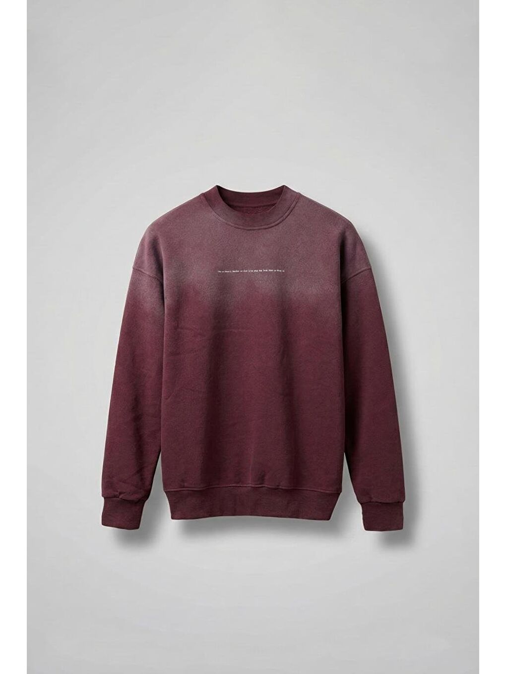 Erkek Minimal Yazı Detaylı Yıkamalı Sweatshirt Bordo