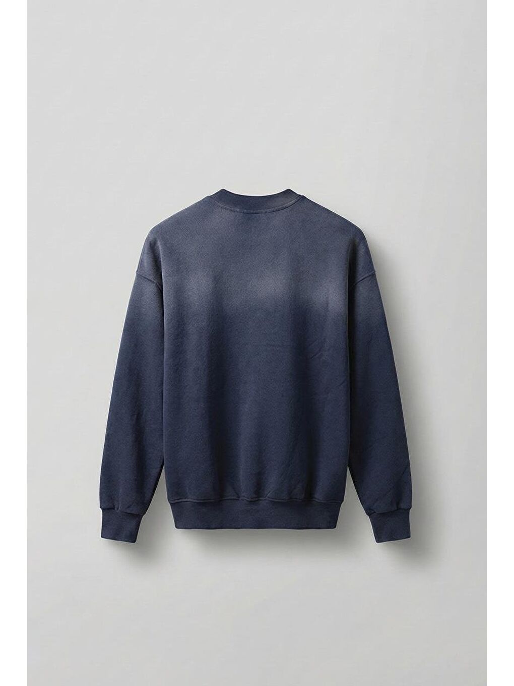 Erkek Minimal Yazı Detaylı Yıkamalı Sweatshirt Lacivert-1