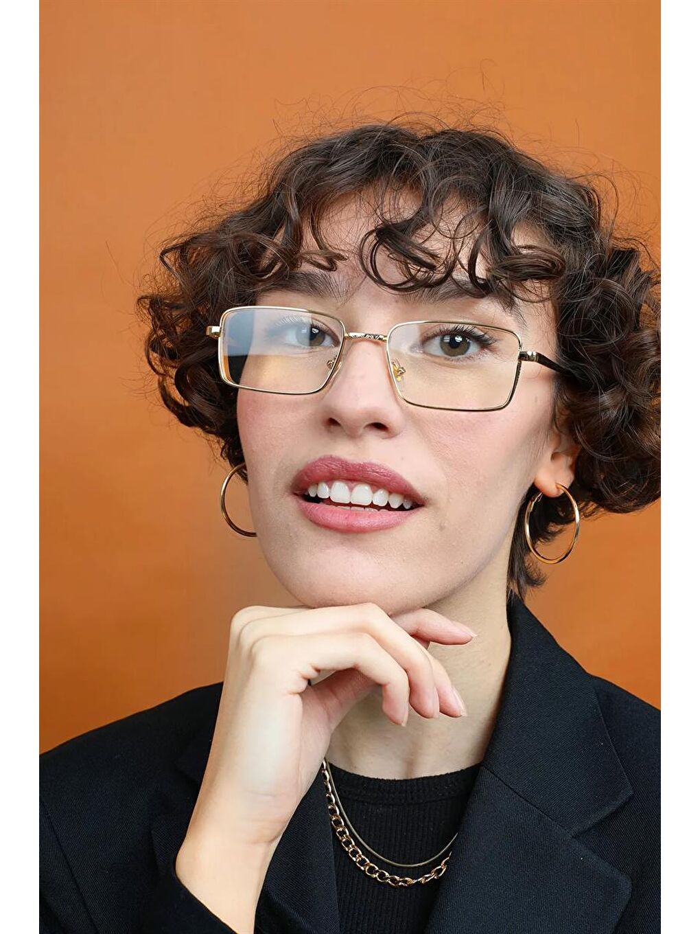 Renksiz Şeffaf Kadın Dikdörtgen Tasarım Güneş Gözlüğü-1