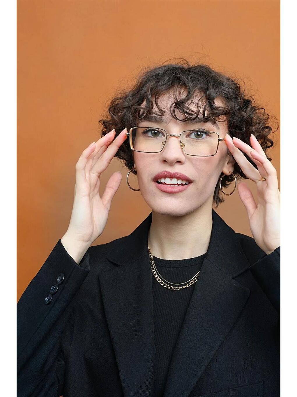 Renksiz Şeffaf Kadın Dikdörtgen Tasarım Güneş Gözlüğü-2