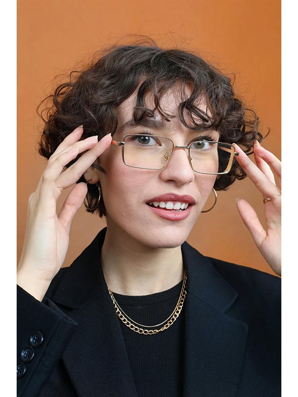 Renksiz Şeffaf Kadın Dikdörtgen Tasarım Güneş Gözlüğü-3