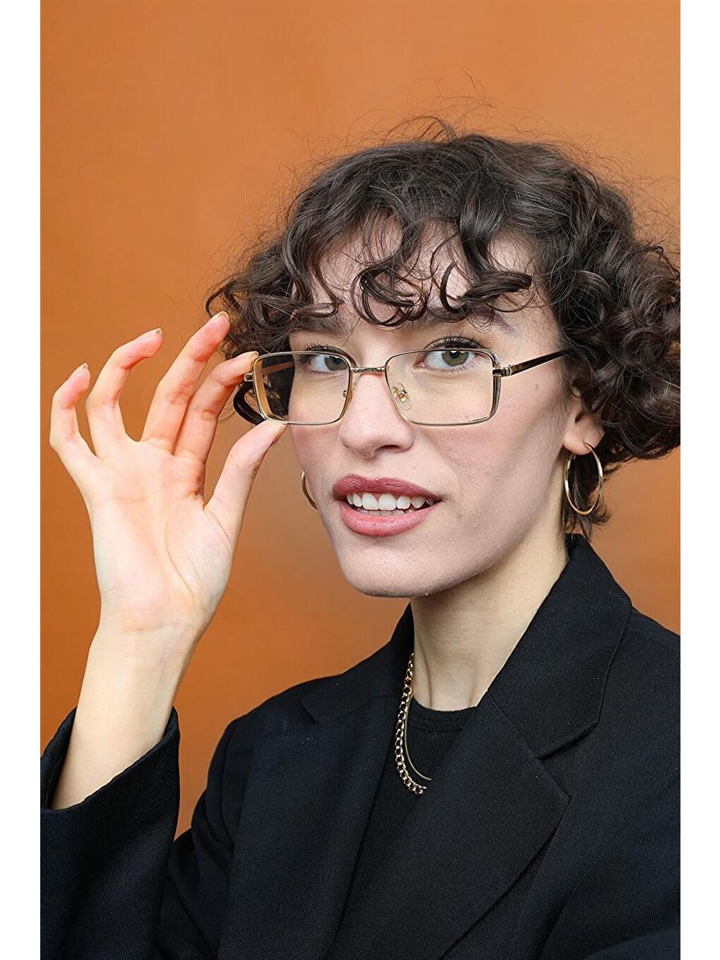 Renksiz Şeffaf Kadın Dikdörtgen Tasarım Güneş Gözlüğü-4