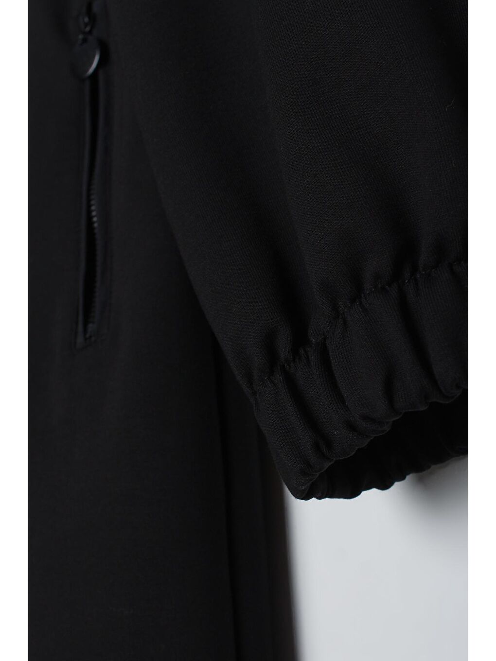 Siyah Dokuma Garnili Fermuar Cepli Tunik-4