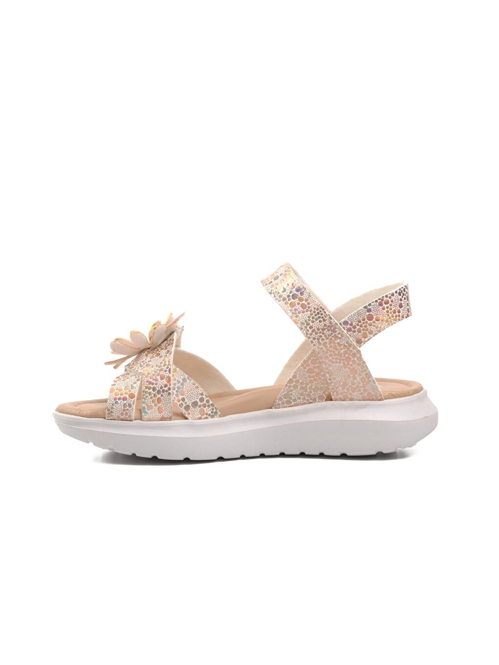 Turuncu Bakır Simli Cırtlı Kız Çocuk Sandalet 8010-F-1