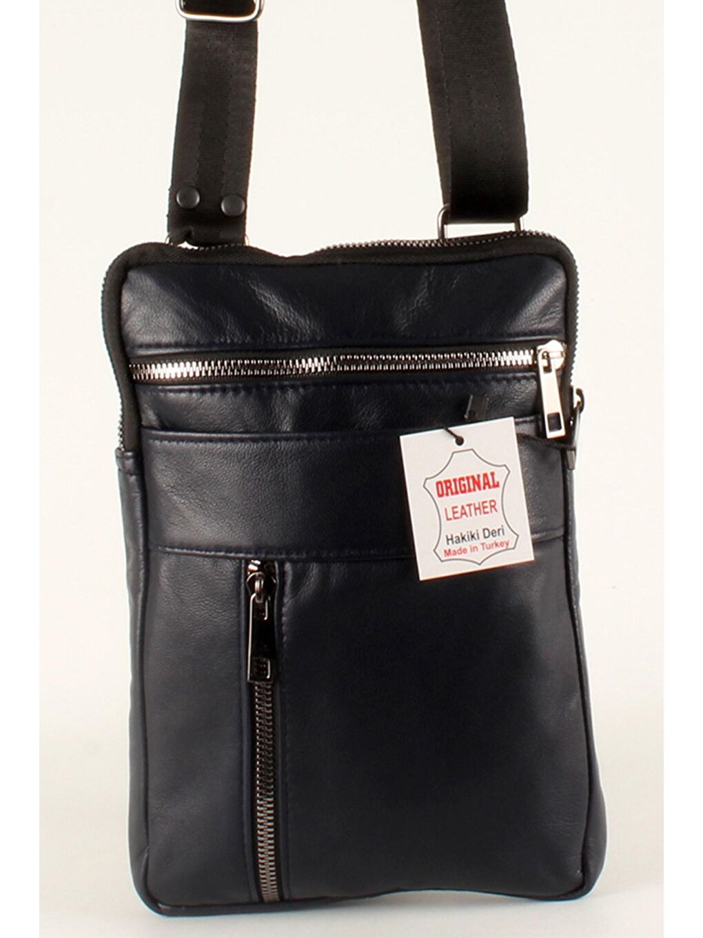 Lacivert Erkek Hakiki Deri Postacı Çapraz ve Omuz Çantası (1401)-2