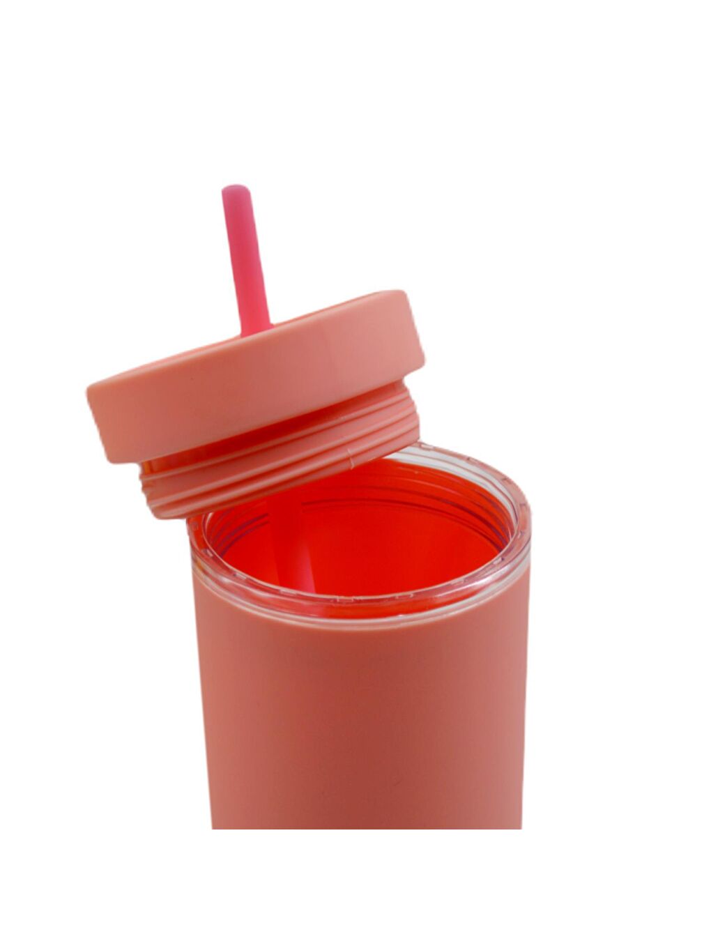 BottleBoss Pembe Çift Katmanlı Pipetli Sızdırmaz Kapak Bardak Matara 470 Ml Pembe - 2