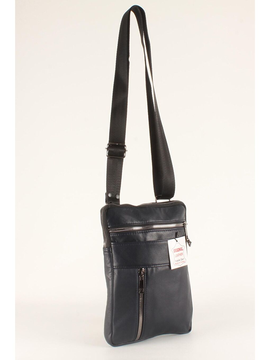 Lacivert Erkek Hakiki Deri Postacı Çapraz ve Omuz Çantası (1401)