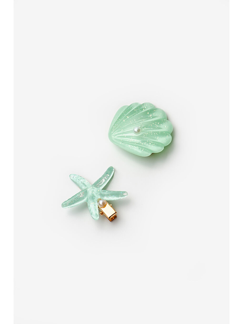 Pembe Deniz Kabuğu Yıldız Kız Çocuk İkili Toka Set-1