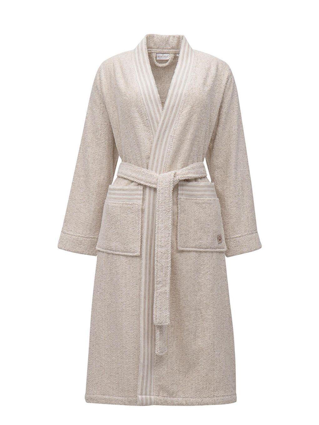 Raisa Kadın Bornoz %100 Organik Pamuk Jakarlı Bej