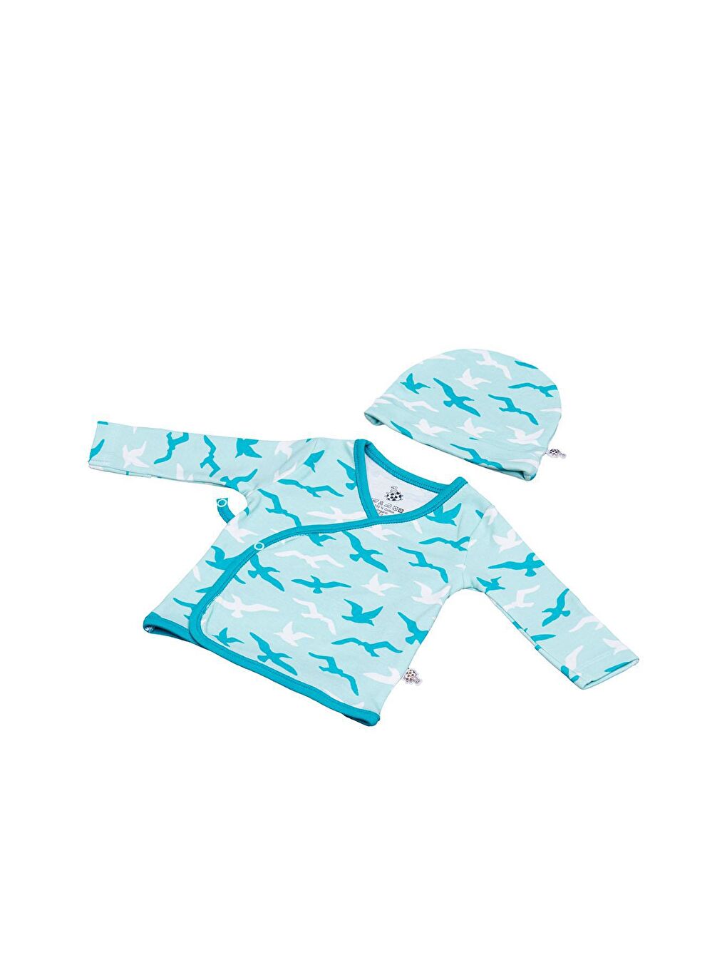 Turna Erkek Bebek 5'li Hastane Çıkışı Zıbın Seti %100 Organik Pamuk Yeni Doğan Turkuaz 0-3 Ay-1