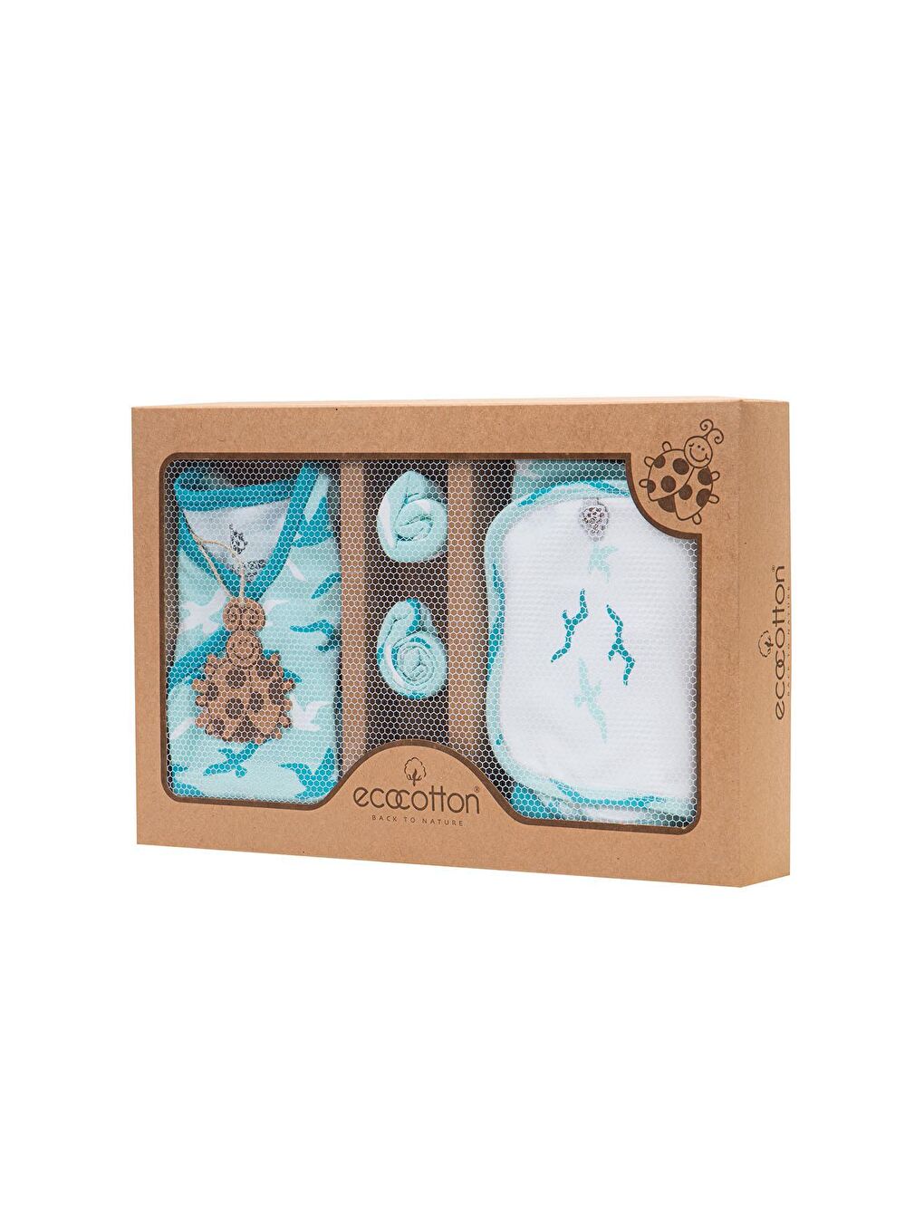 Turna Erkek Bebek 5'li Hastane Çıkışı Zıbın Seti %100 Organik Pamuk Yeni Doğan Turkuaz 0-3 Ay-7