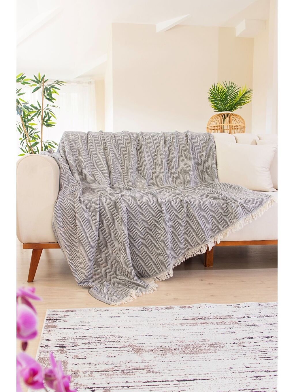 Dokuma Cozy Comfort Koyu Gri Koltuk Örtüsü