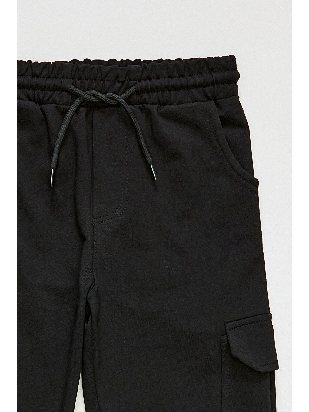 Siyah Kargo Cepli Jogger Erkek Çocuk Eşofman Altı-3