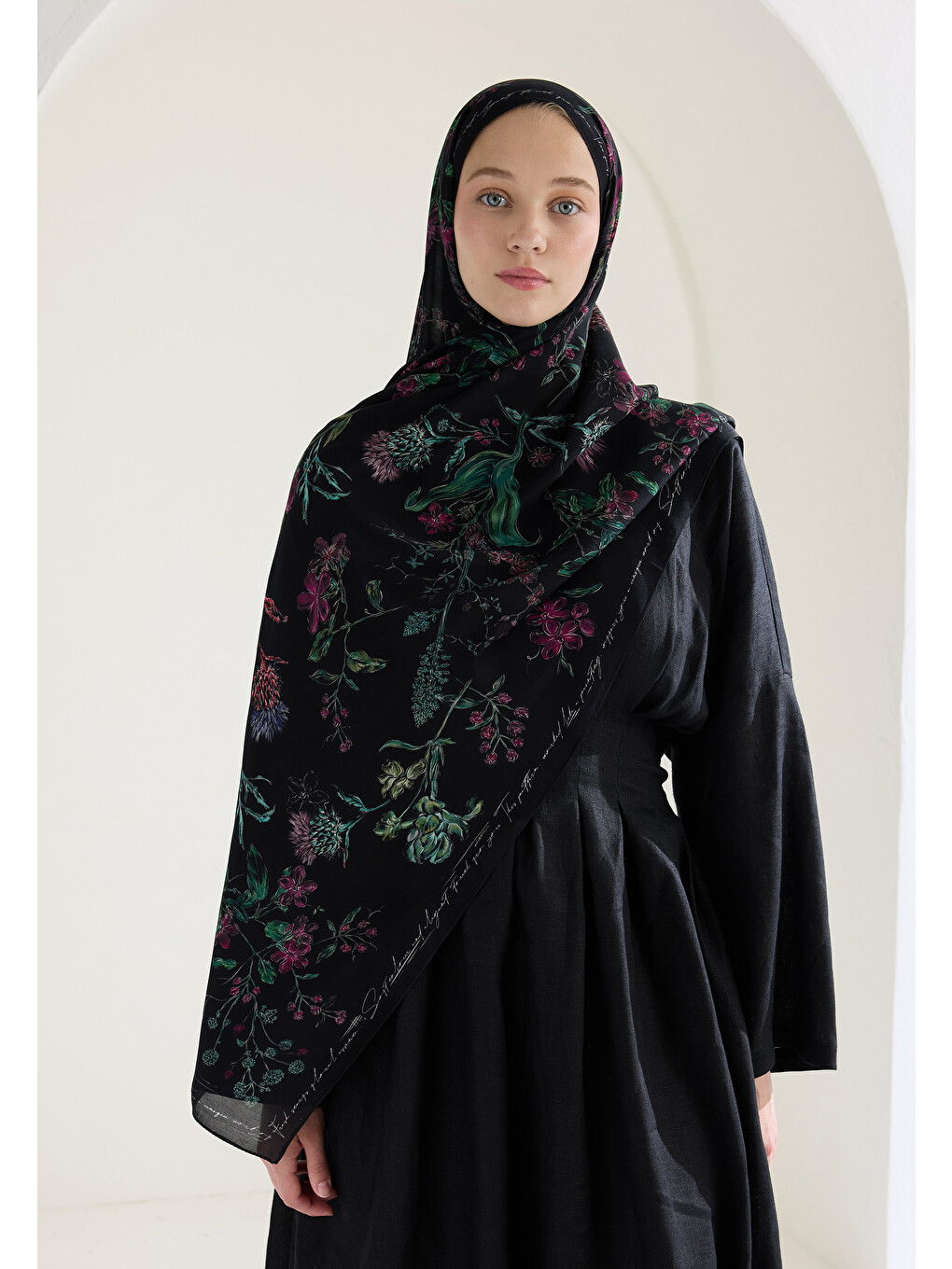 Garden Joy Floş Viskon Şal Siyah