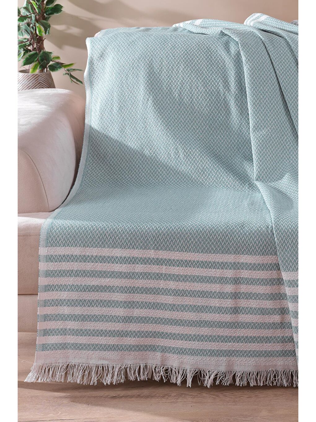 Yeşil Wells | Koltuk Örtüsü 170x210 Cm | Natural Pamuklu Koltuk Şalı | Çekyat Örtüsü-2