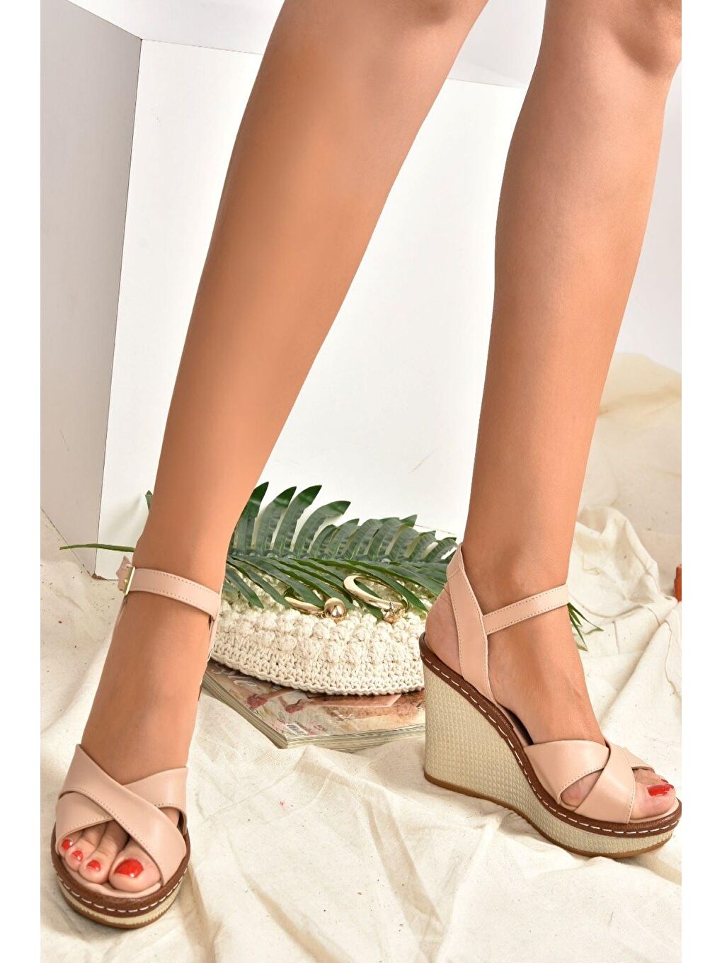 Bej 9674040209 Ten Dolgu Taban Kadın Ayakkabı-1