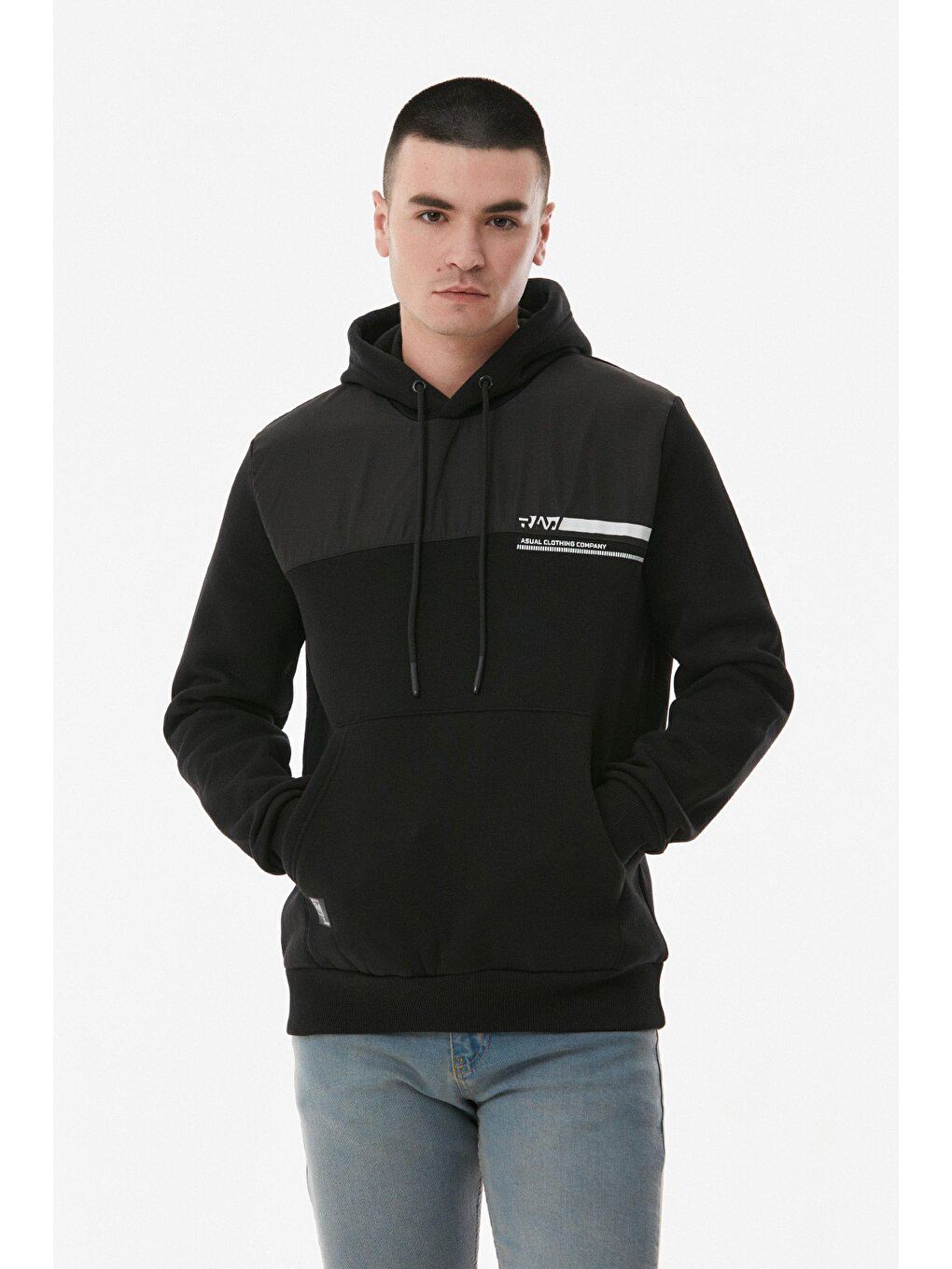 Siyah Baskılı Kapüşonlu Sweatshirt-2