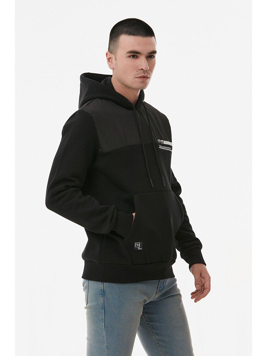 Siyah Baskılı Kapüşonlu Sweatshirt-4