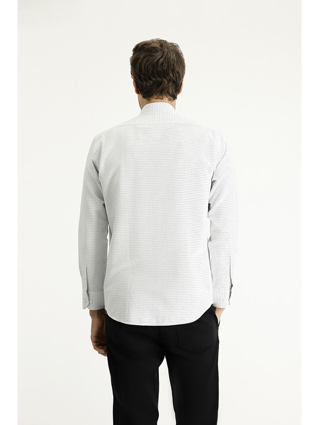 Mavi Uzun Kol Slim Fit Dar Kesim Klasik Desenli Pamuklu Kolay Ütülenebilir Gömlek-4