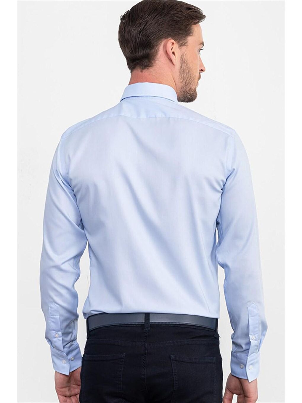 TUDORS Slim Fit Non Iron Erkek Mavi Gömlek - 3