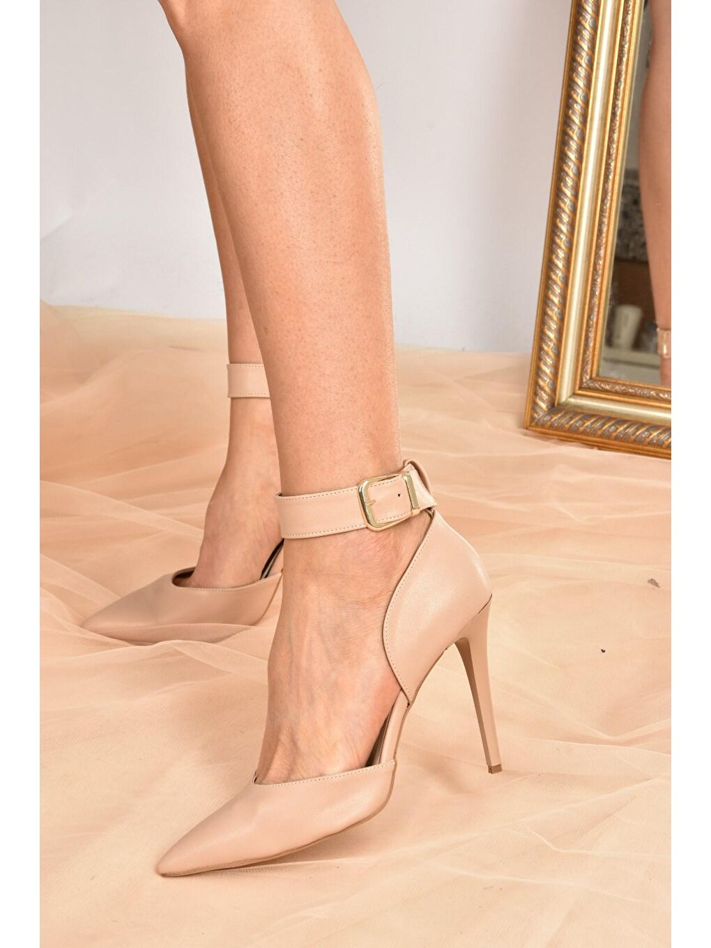 Bej Ten Kadın Topuklu Ayakkabı K654073309-1