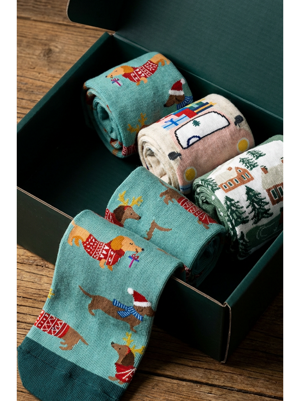 Karışık Çocuk 3'Lü Yılbaşı Temalı Kutulu Soket Çorap-1