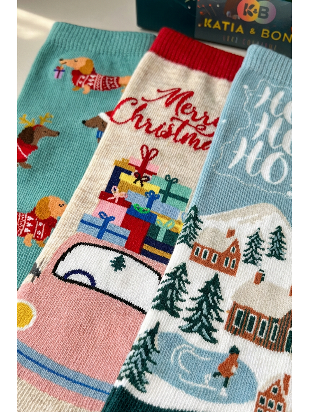 Karışık Çocuk 3'Lü Yılbaşı Temalı Kutulu Soket Çorap-3