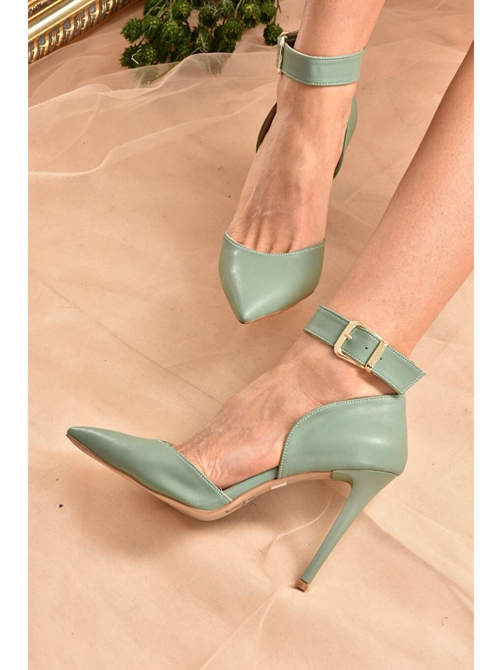 Yeşil Kadın Topuklu Ayakkabı K654073309-3