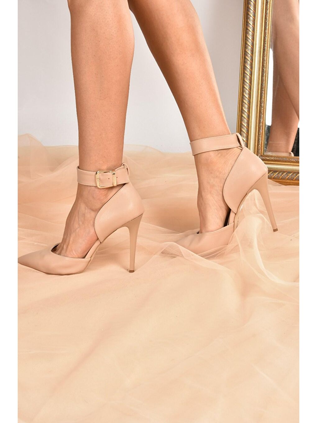 Bej Ten Kadın Topuklu Ayakkabı K654073309-4