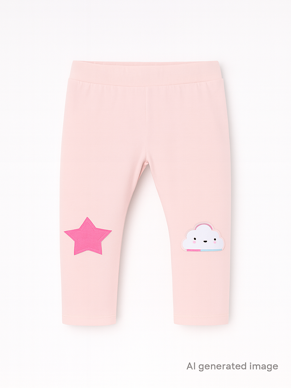 Pembe Kız Çocuk Nakışlı Tayt