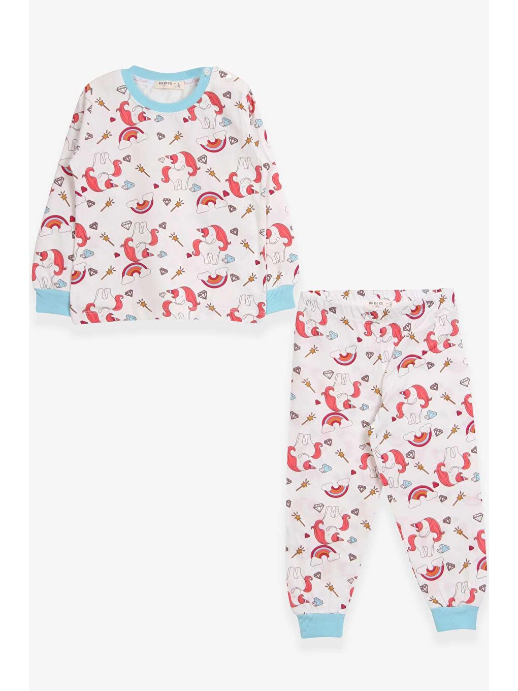 Breeze Ekru Kız Bebek Pijama Takımı Unicorn Desenli Ekru (1.5 Yaş)