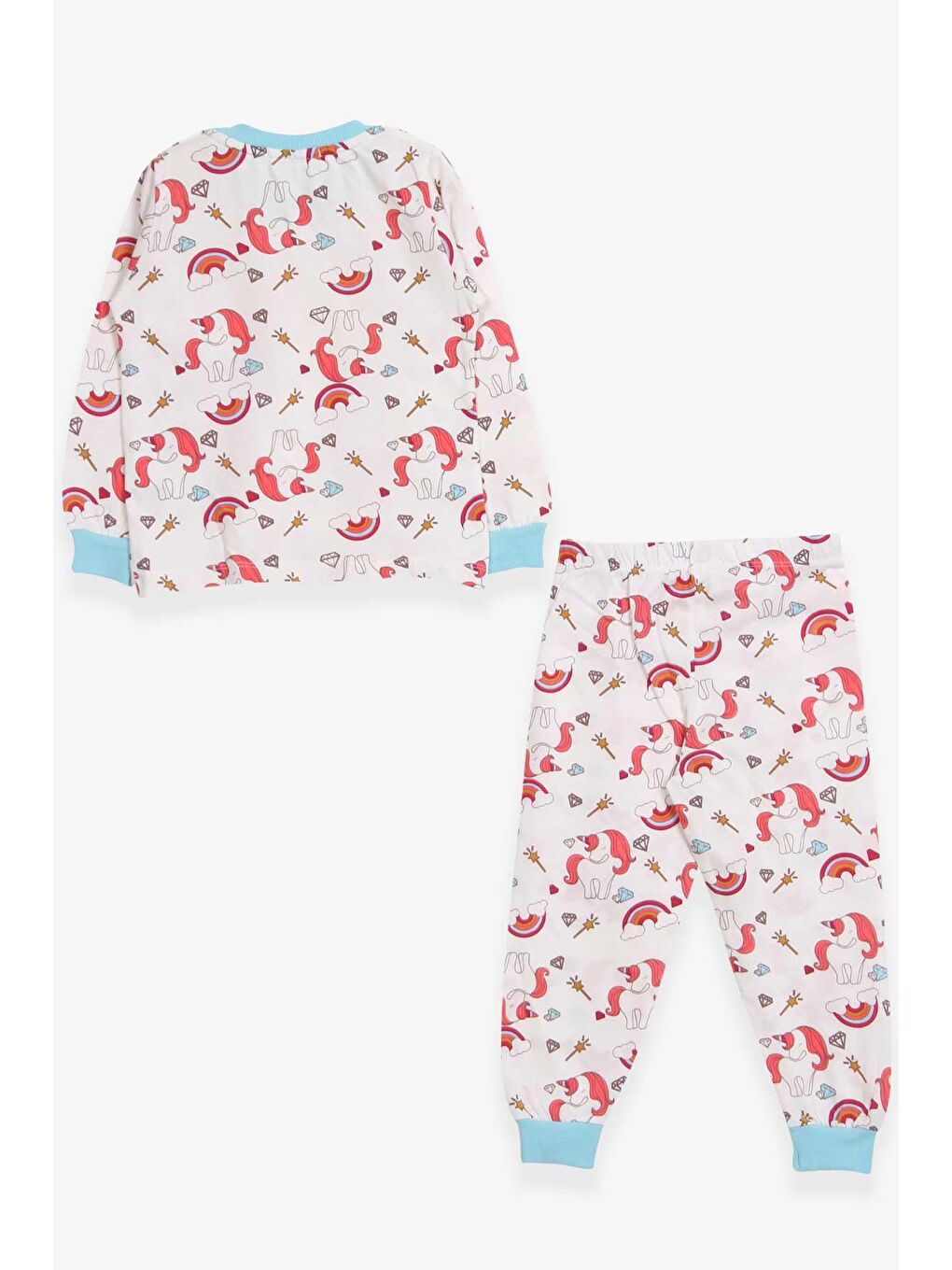 Breeze Ekru Kız Bebek Pijama Takımı Unicorn Desenli Ekru (1.5 Yaş) - 1