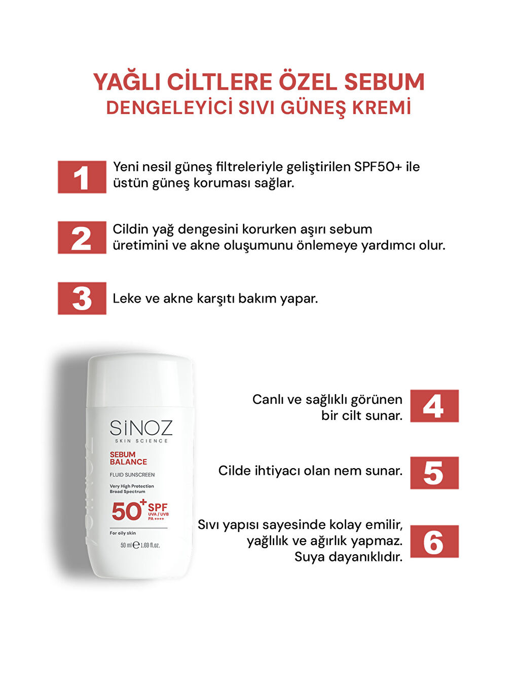 SPF 50+ Yağlı Ciltlere Özel Sıvı Güneş Kremi - Yeni Nesil Güneş Filtreleri ile Hibrit Formül 50 ml-1