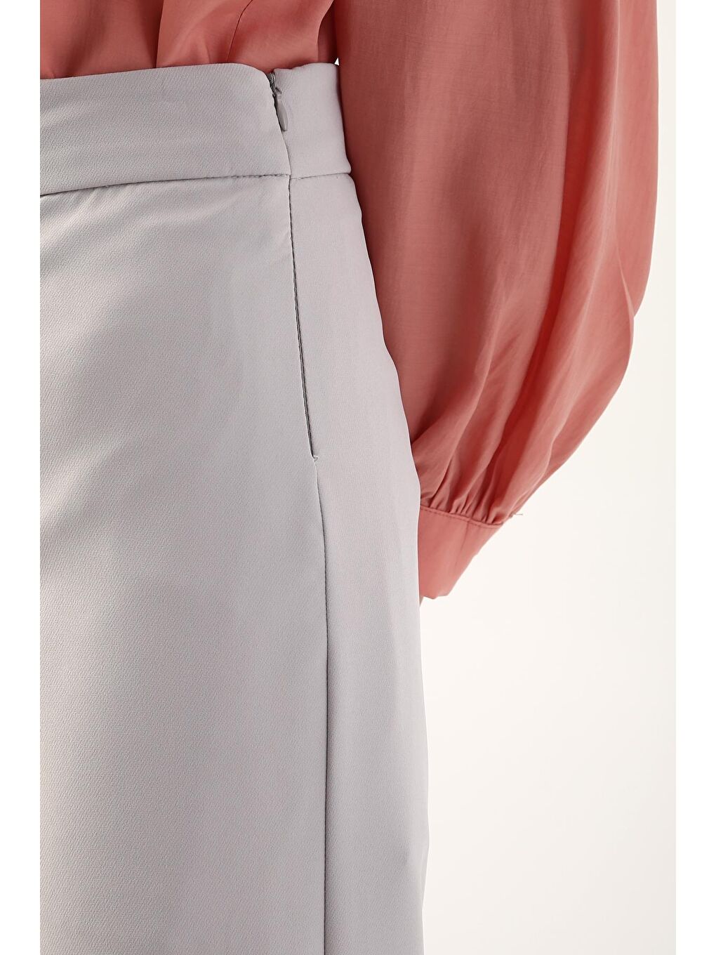 Gri Ütü İzli Bol Paça Pantolon-4