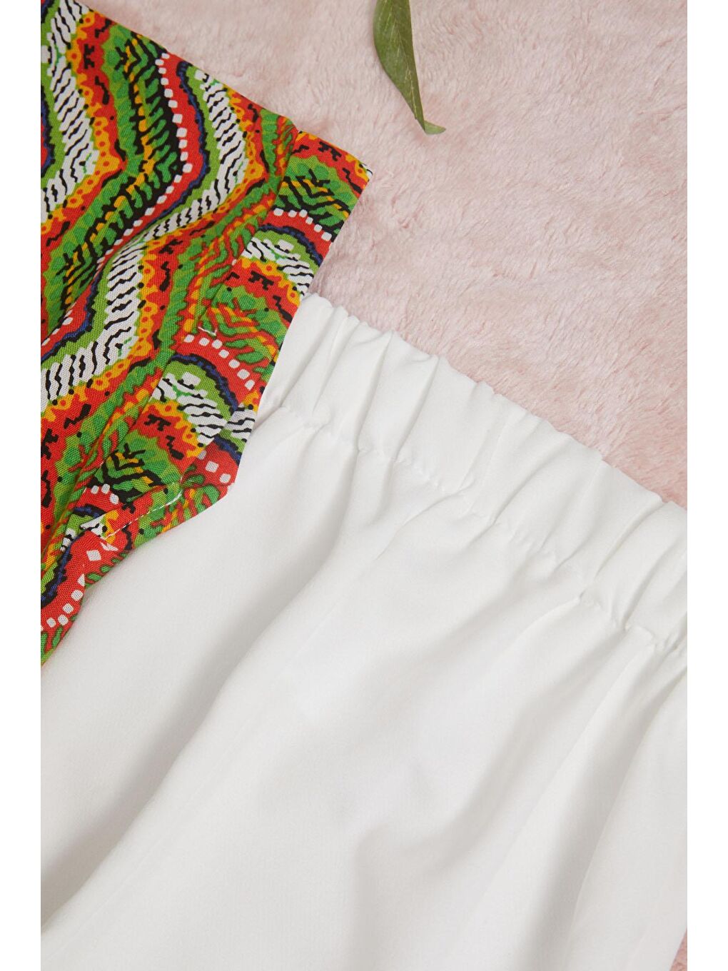 Ekru Desenli Gömlekli İspanyol Paça Pantolon Kız Takım 15601-1