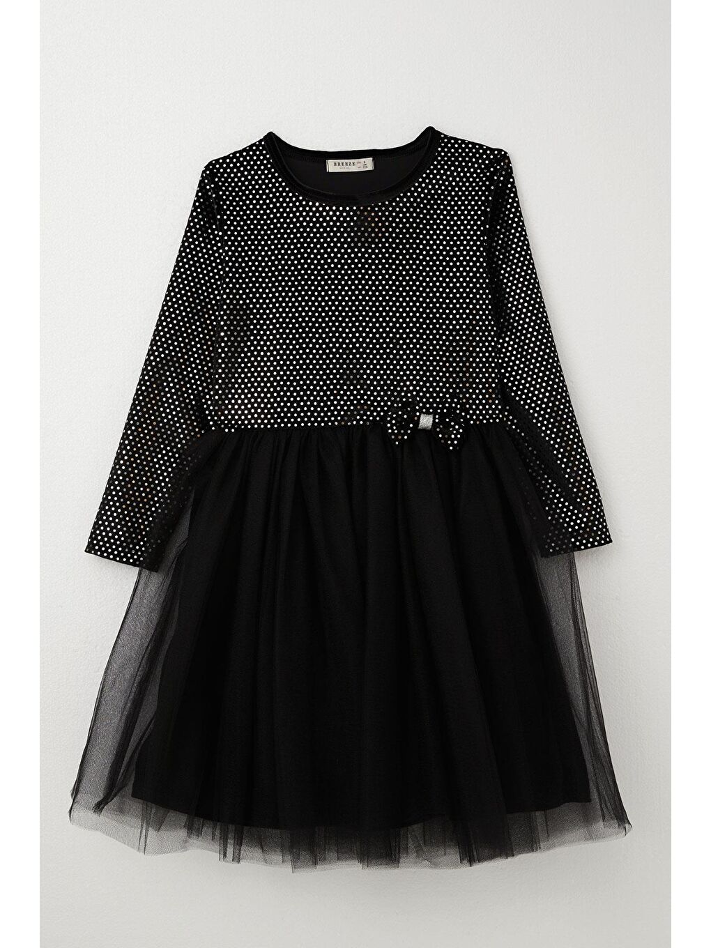 Kız Çocuk Uzun Kollu Elbise Kadife Pullu Siyah (5 Yaş)-4