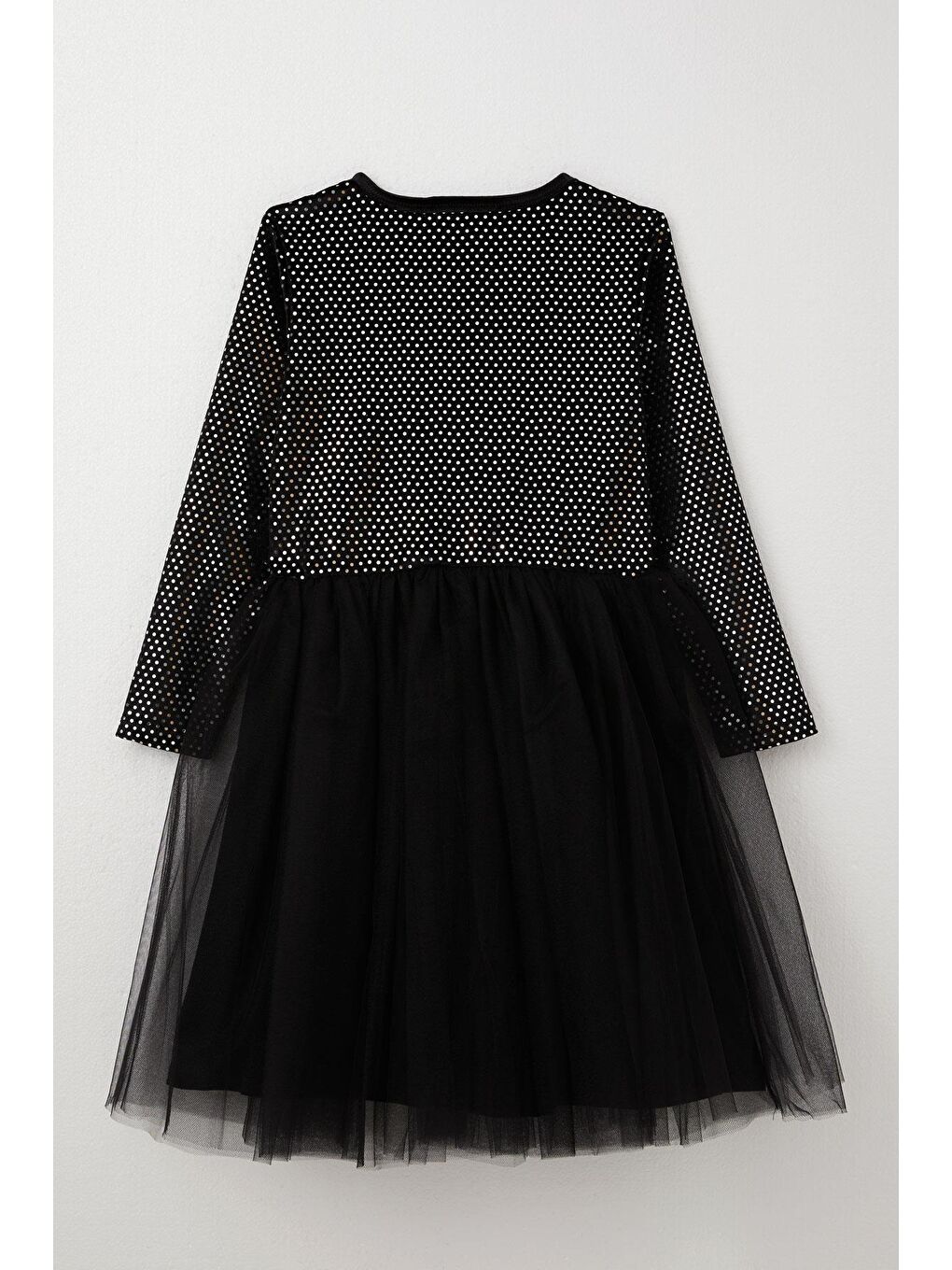 Kız Çocuk Uzun Kollu Elbise Kadife Pullu Siyah (5 Yaş)-5