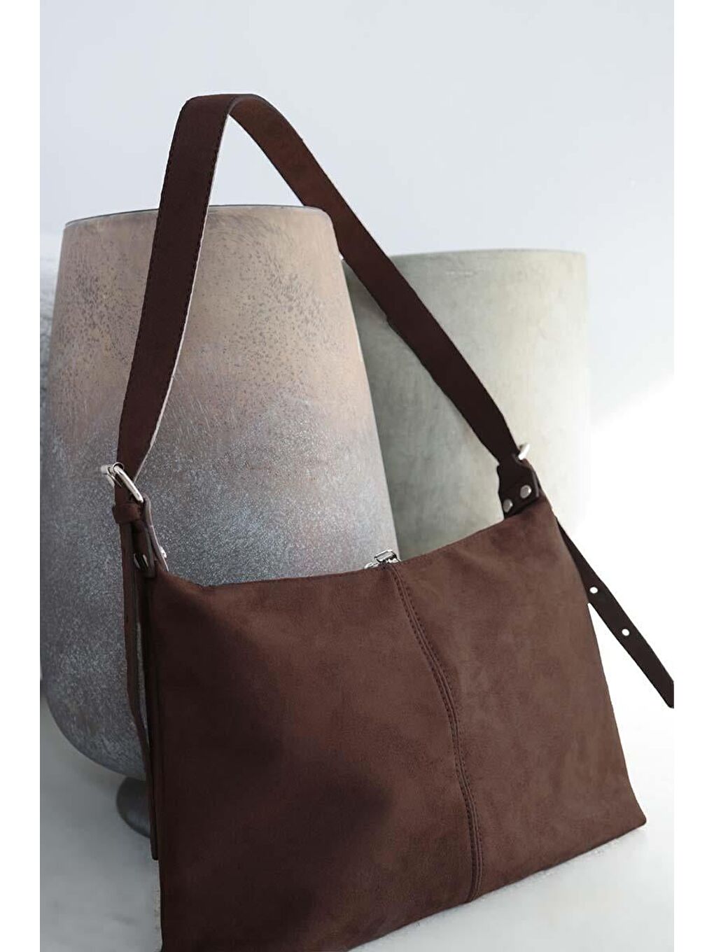 Kahverengi Kahve-Süet Çapraz Çanta