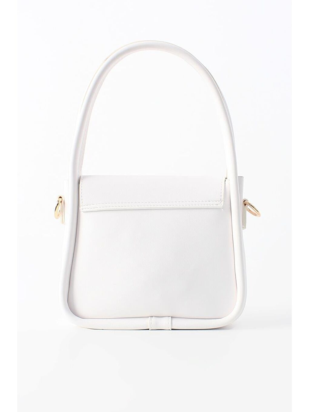 Beyaz-Metal Kilitli Çapraz Askılı Suni Deri Omuz Çantası-2